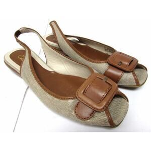Cole Haan 6.5 B ankle strap slingback flats heels open toe peep low hee
